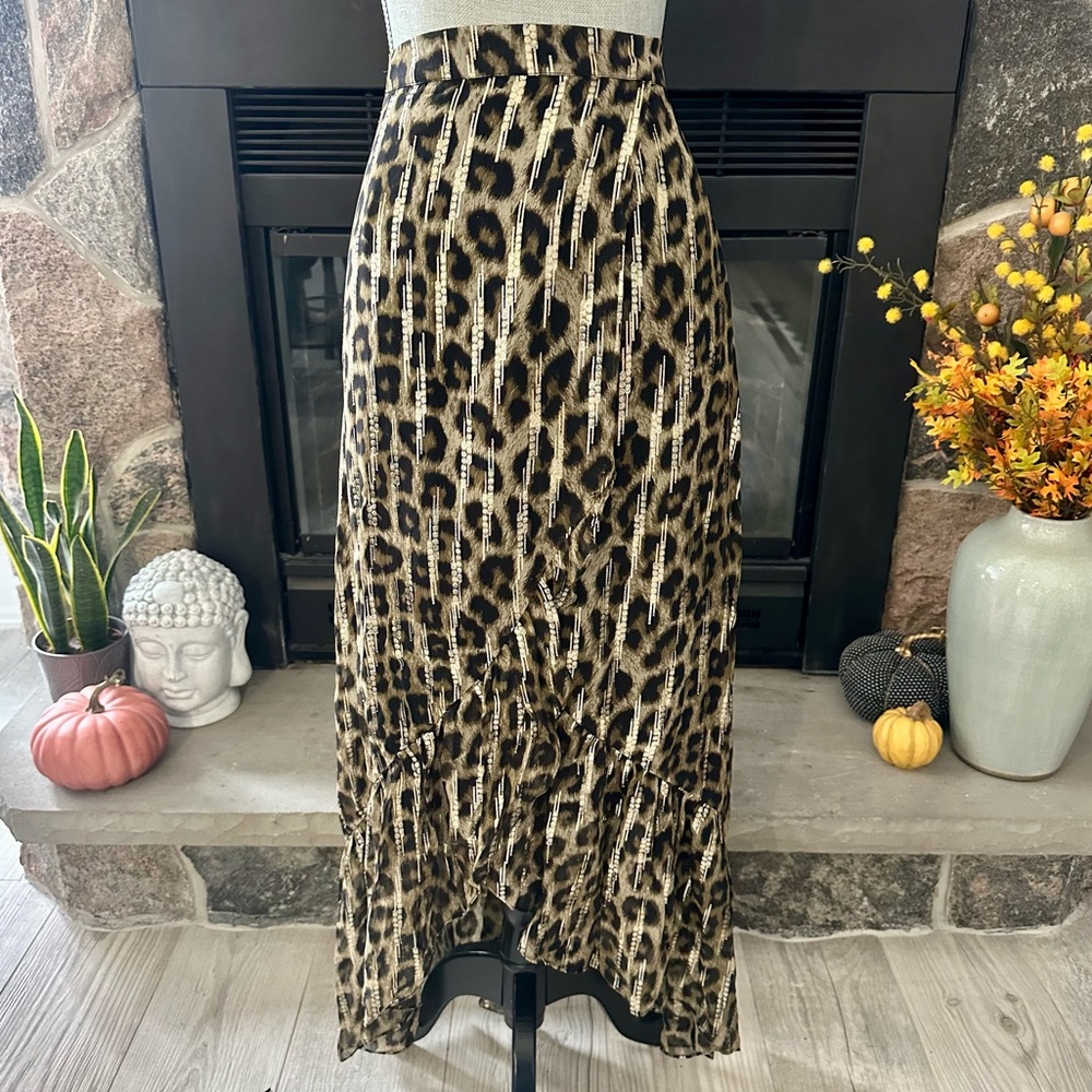 BA&SH Jalvy leopard-print fil coupé silk-blend midi wrap skirt - Picture 15 of 15